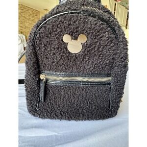 Bioworld Disney Mickey Mouse 9 Inch Mini Backpack Blk Synthetic Sherpa Plush